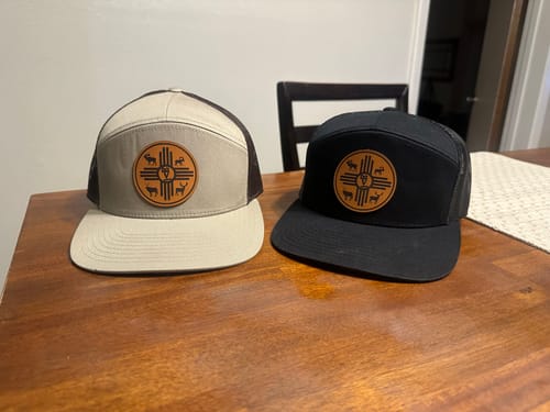 Customer photo review of Custom Leather Patch Hats Richardson 168 Laser Engraved