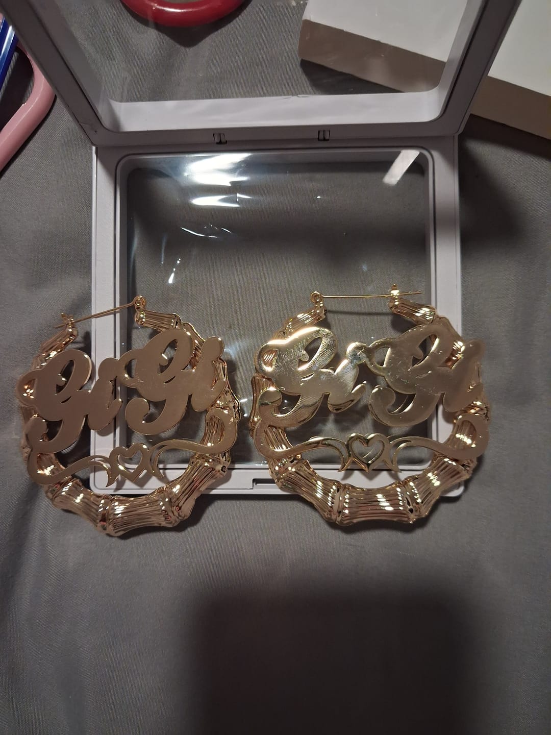 Customer photo review of Iced Hearts Name Necklace