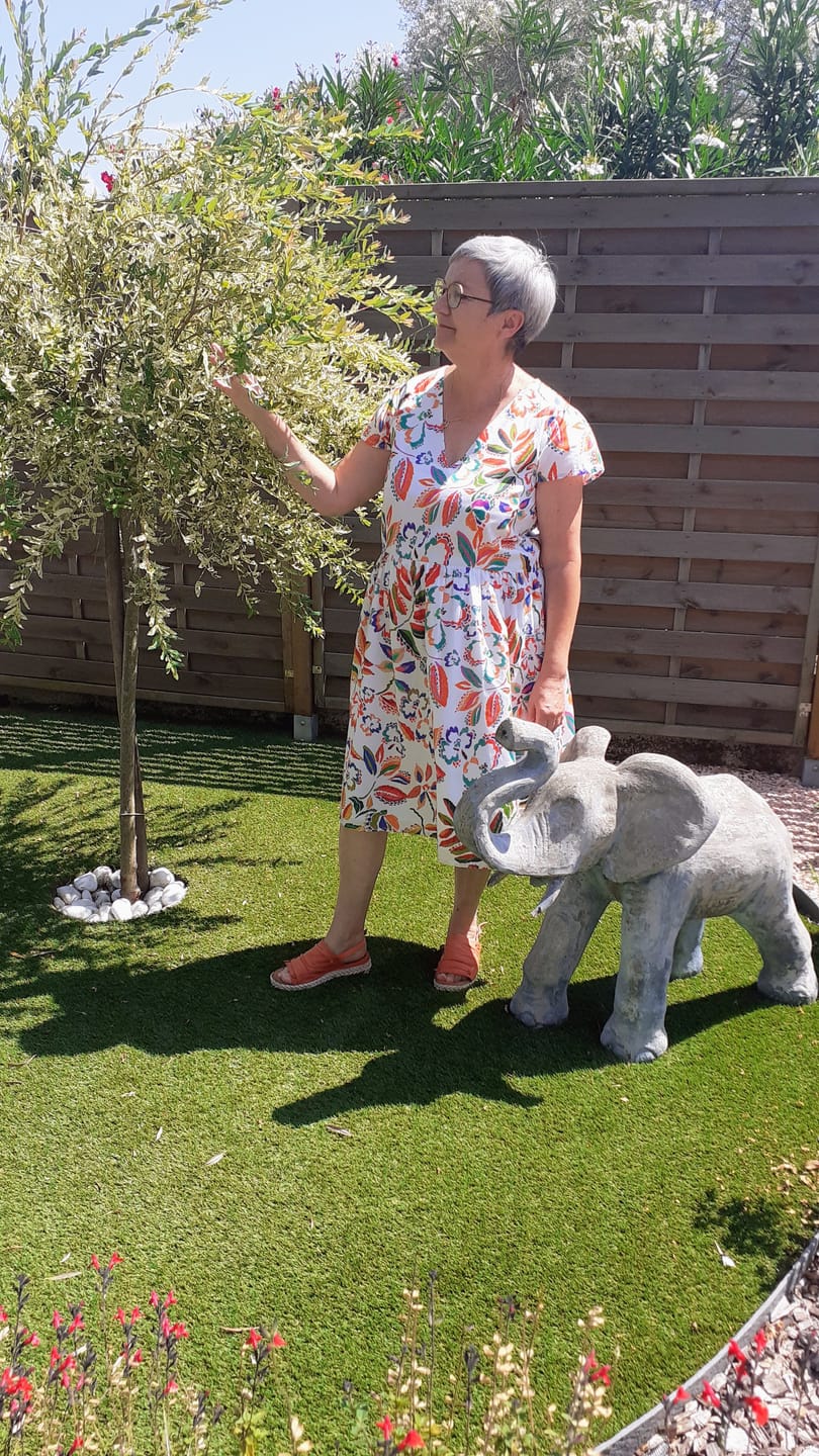 Customer photo review of Robe Anastasia midi satin de coton Fleurs de Nacarat