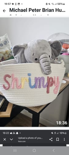 Customer photo review of Baby Knits™  Multicolor Personalized Knitted Basket