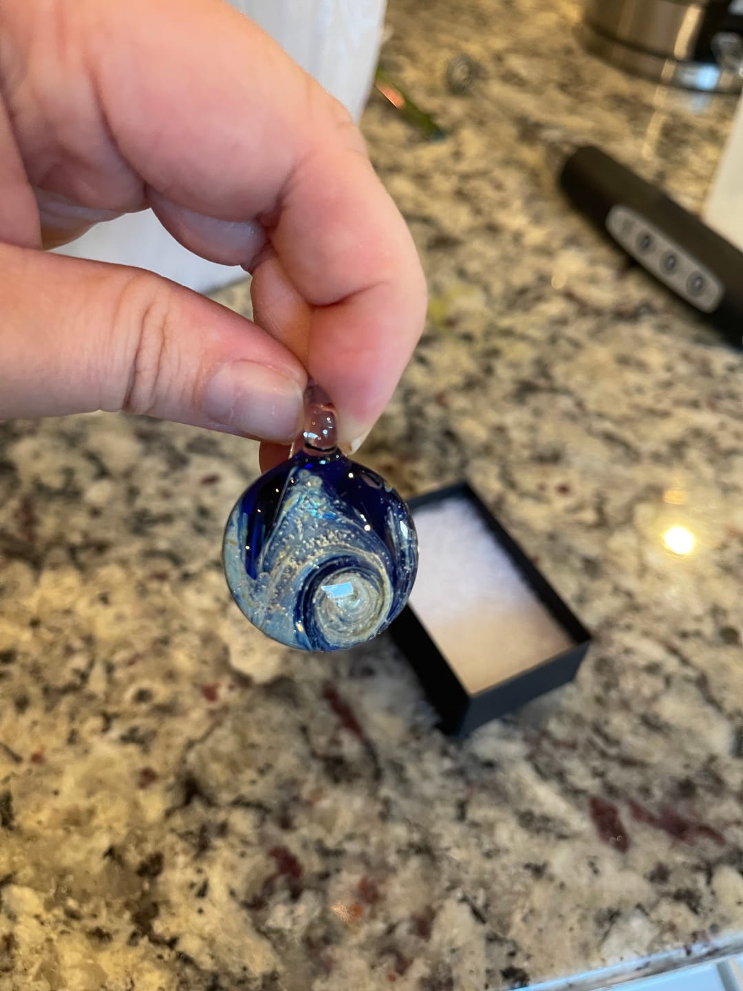 Customer photo review of Nightswirl Cremation Pendant