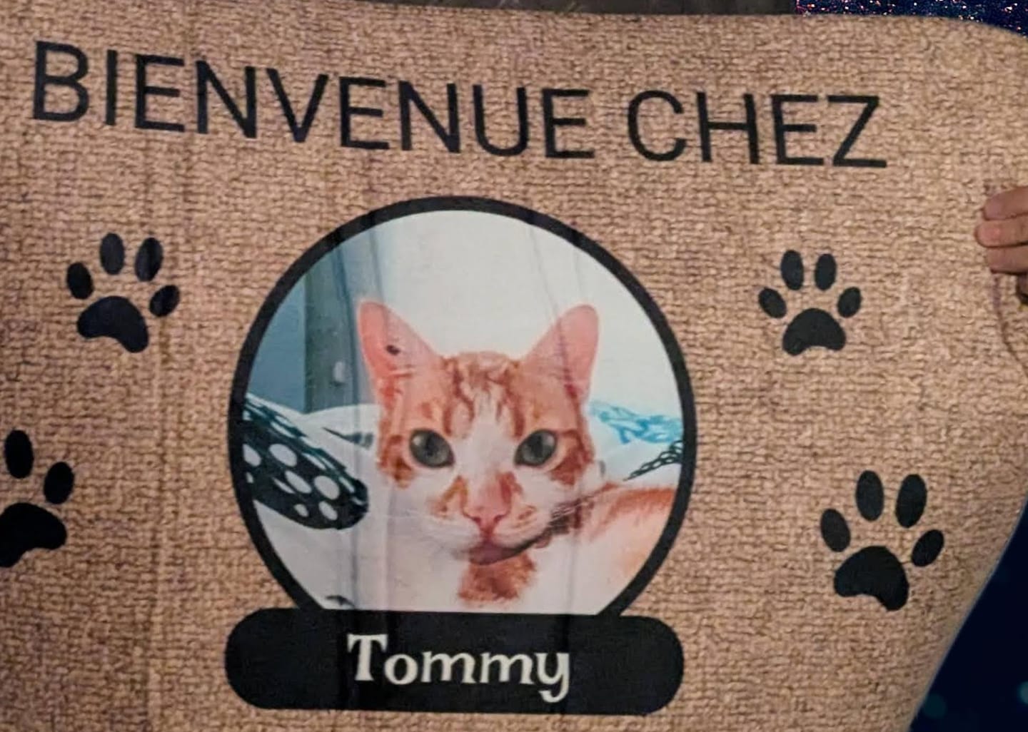 Customer photo review of Photo avec porte-nom - Paillasson personnalisé