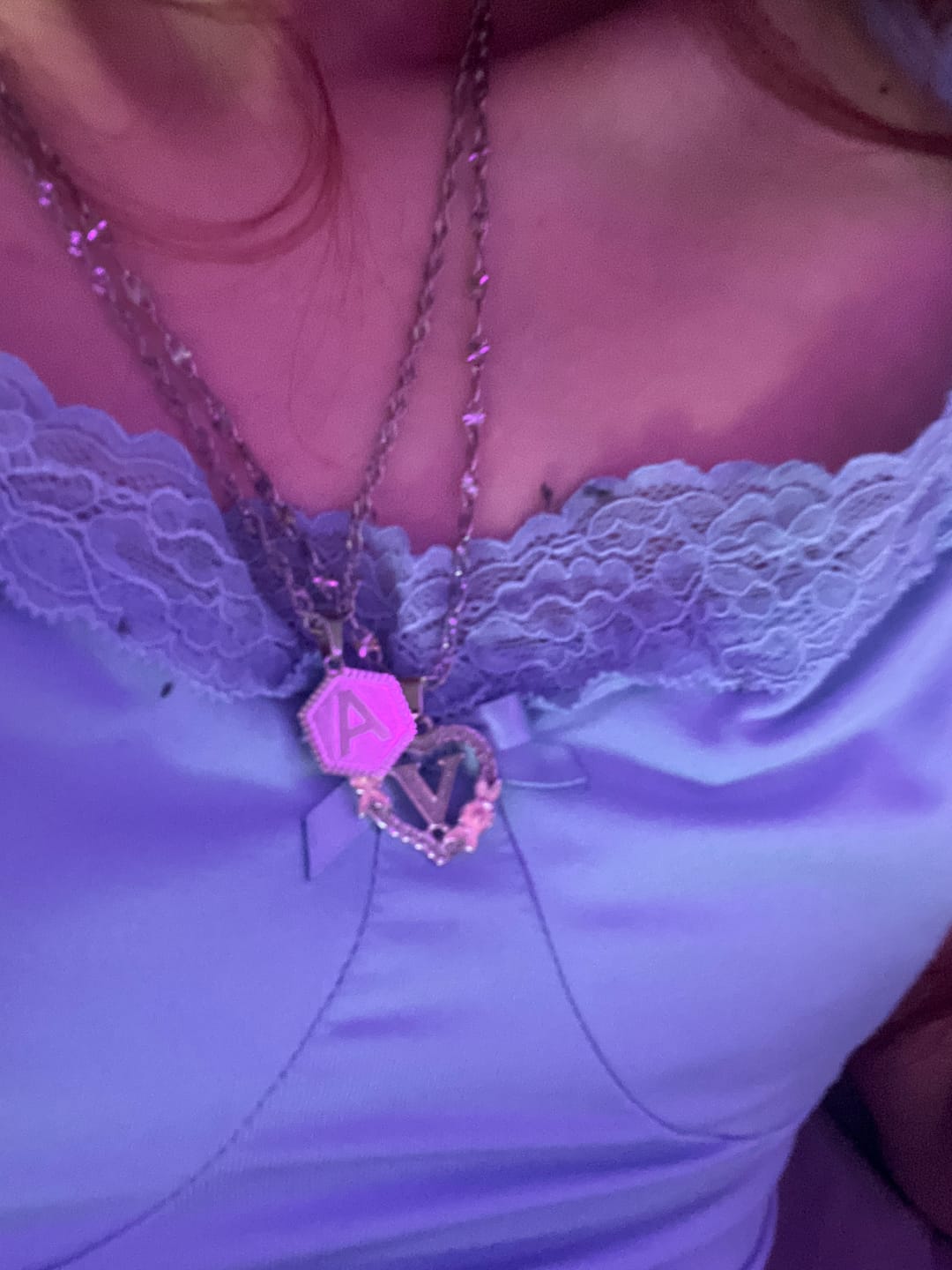 Customer photo review of Hex Initial Necklace