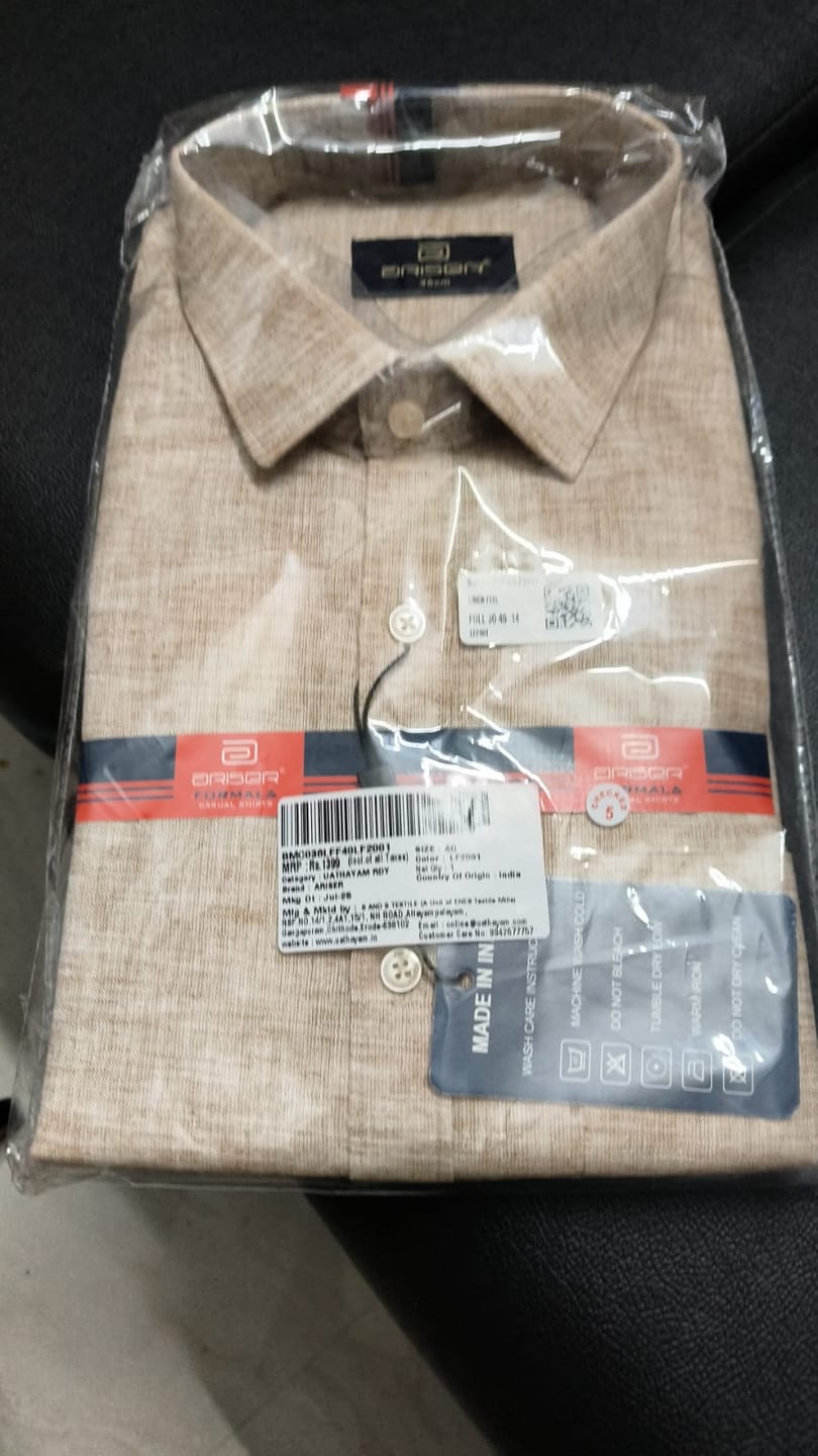 Customer photo review of Linen Feel - Light brown Formal Shirts For Men | Ariser