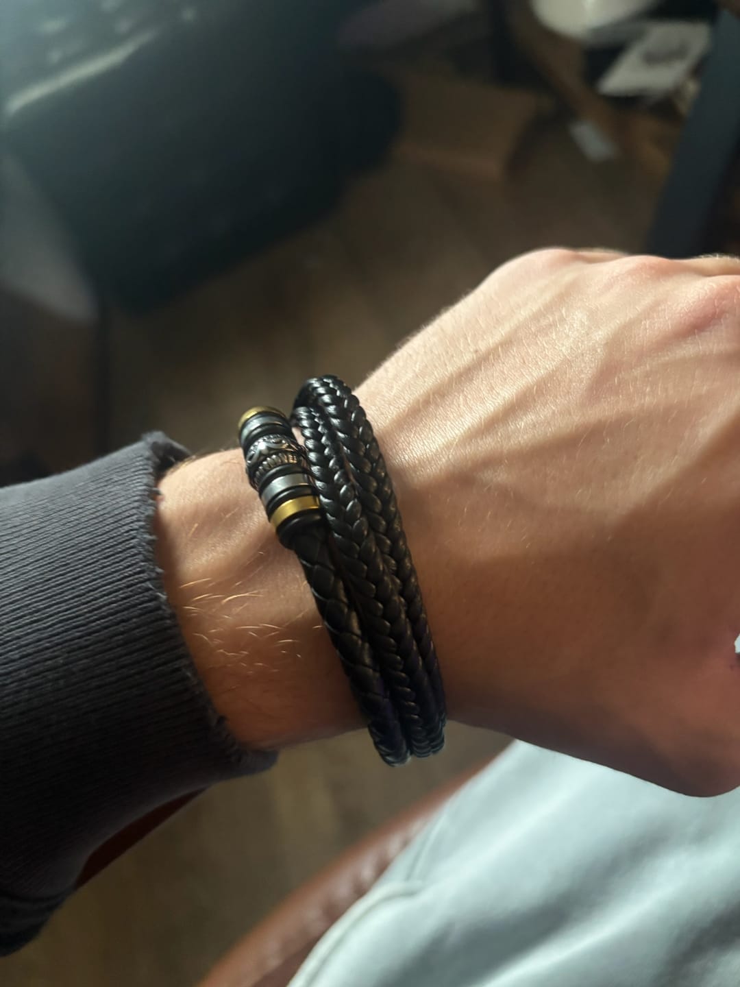 Customer photo review of Love You Forever | Men's Leather Gift Bracelet