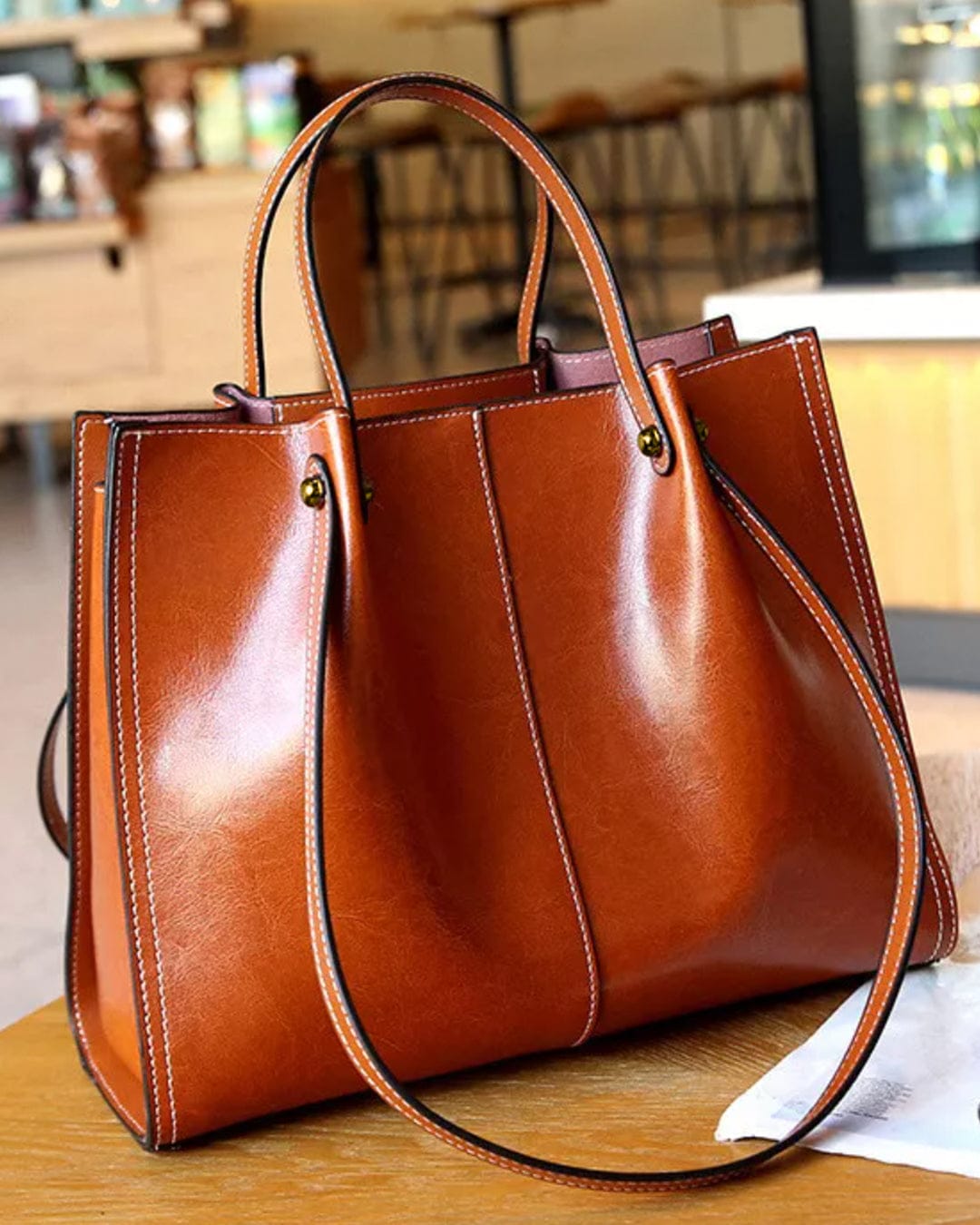 Customer photo review of Nadine Vegan Leather Tote Bag