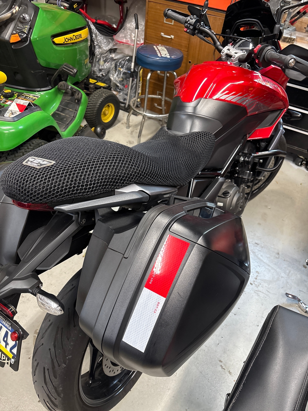 Wind Rider mesh seat cover on a Triumph Tiger Sport 660