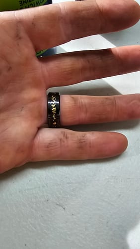 Customer photo review of The Gilded - Black And Gold Foil Tungsten Ring