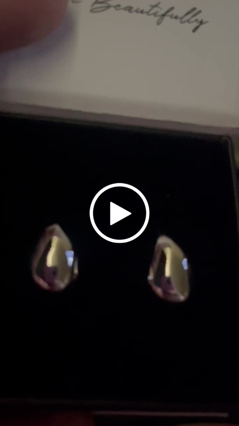 Customer video review of Olive 18k White Gold Plated Teardrop Stud Earrings