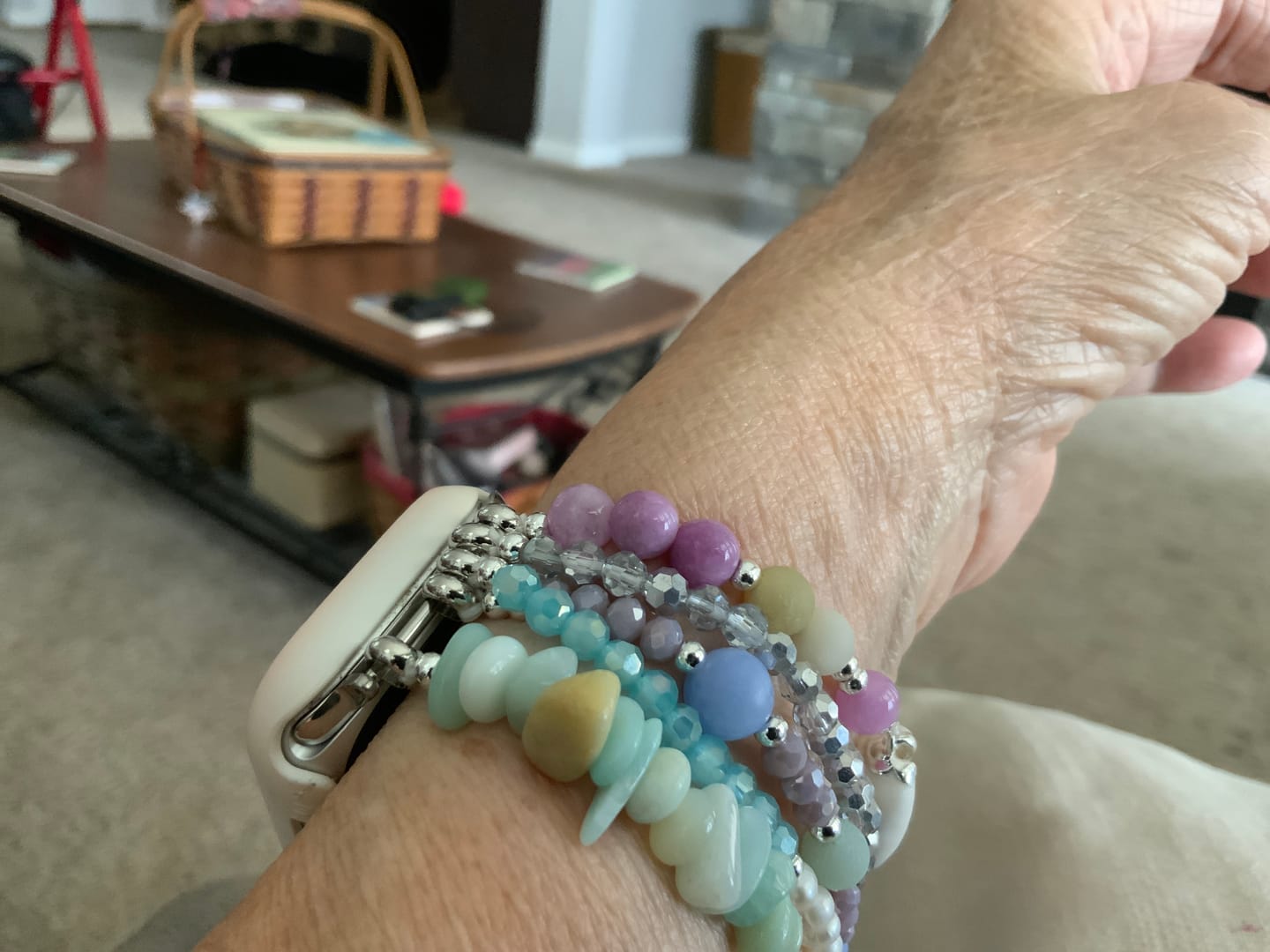 Customer photo review of Lilac Shoreline Stretch Apple Watch Strap