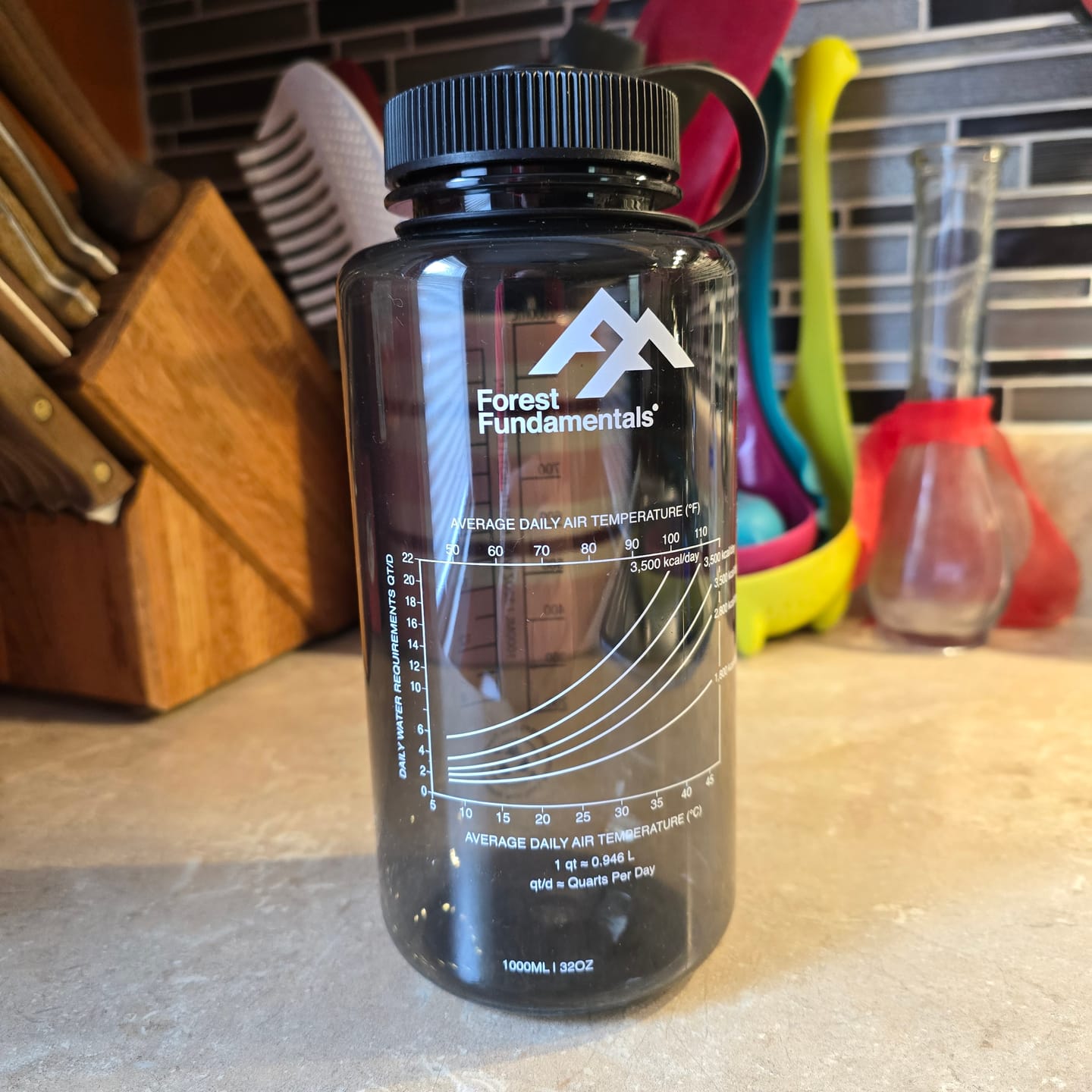 Customer photo review of 32 fl oz | 1000 ml Wide-Mouth Bottles – Intended to Nest with Our 750 ml Titanium Cups