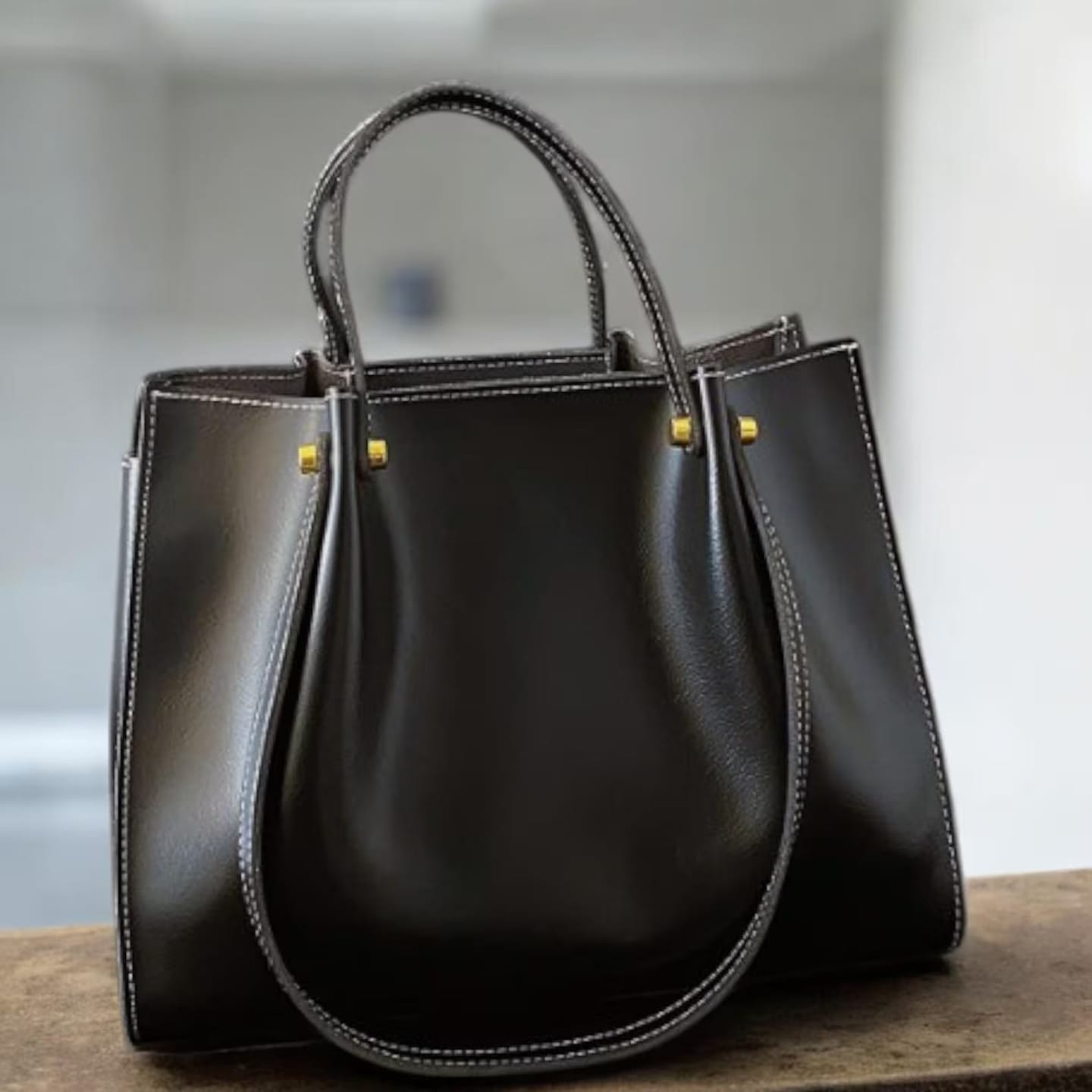 Customer photo review of Nadine Vegan Leather Tote Bag