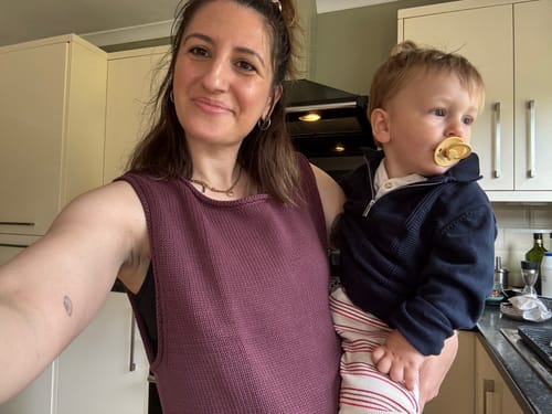 Customer photo review of The Staple Tank - Morello Cherry (Sample) Size 2