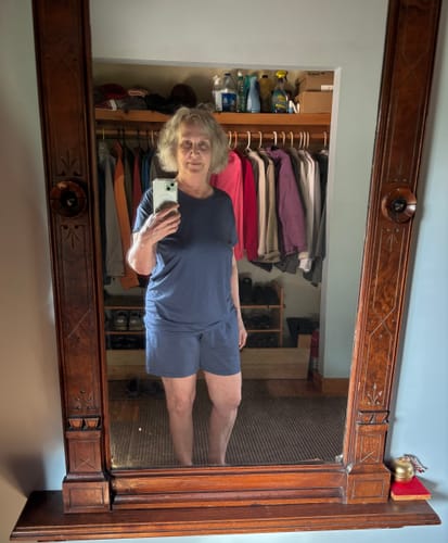 Customer photo review of Billie Lounge Tee - Cloudy Bay