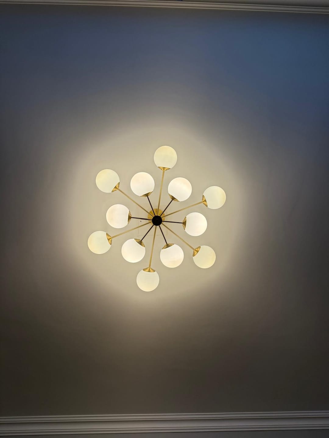 Customer photo review of 12-Light Two-tier Sputnik Opal Globe Chandelier