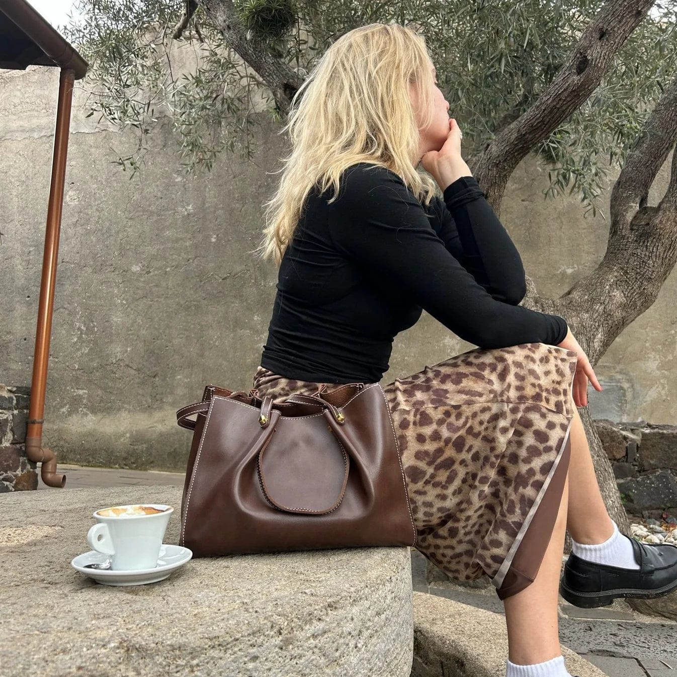 Customer photo review of Nadine Vegan Leather Tote Bag