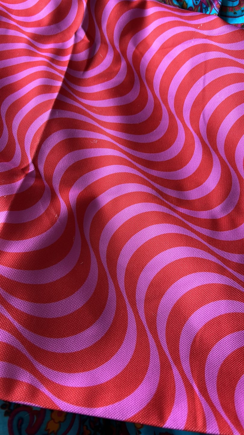 Customer photo review of Pink Tiger Striped Fabric - Red and Pink Patterned Material