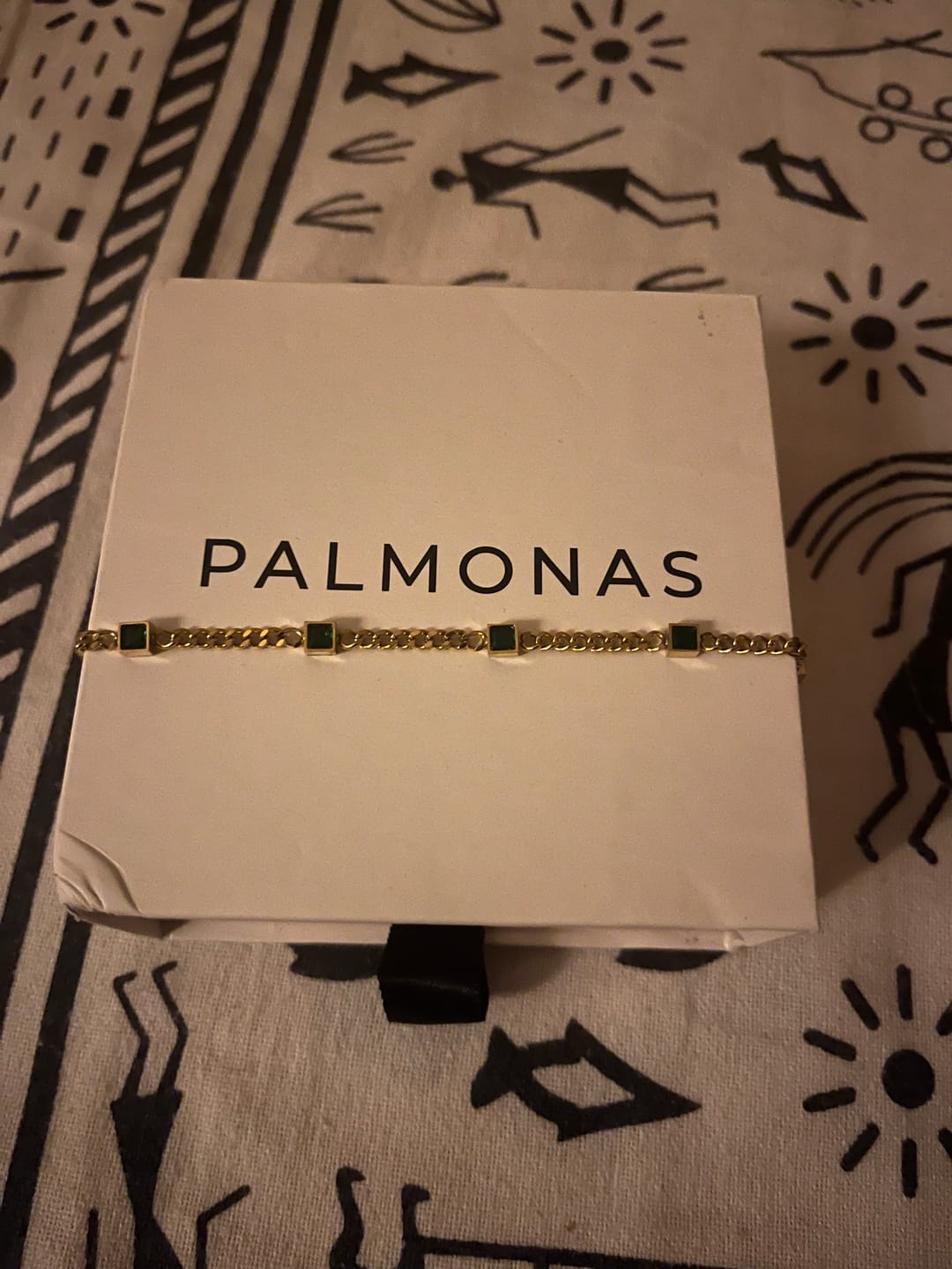 Customer photo review of Gold Green Gem Chain Bracelet