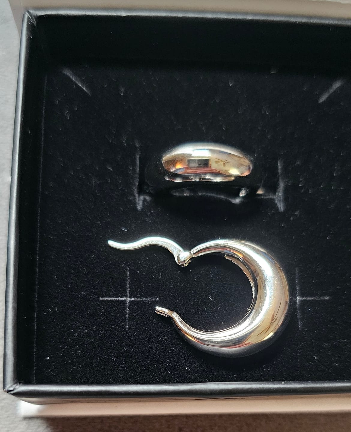Customer photo review of Jacqueline 18k White Gold Plated 21mm Chunky Hoop Earrings