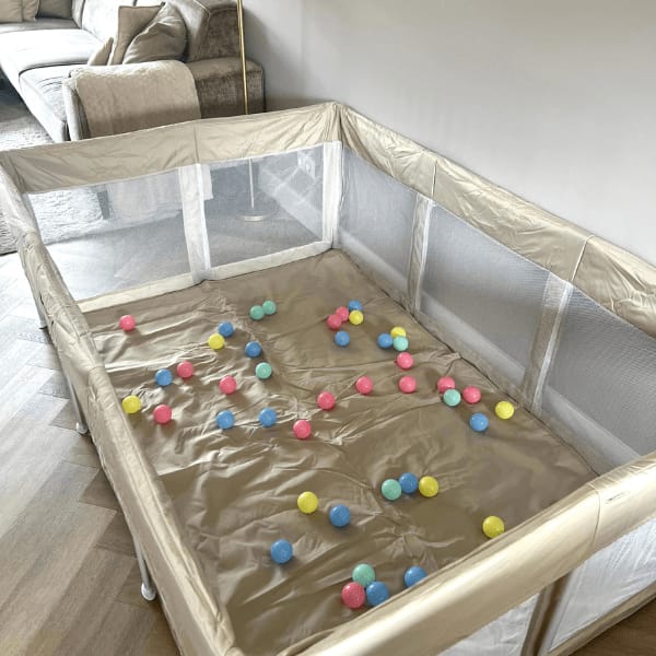 Customer photo review of Inklapbare Grondbox Baby Beige 120x180 cm – Broyari Playpen