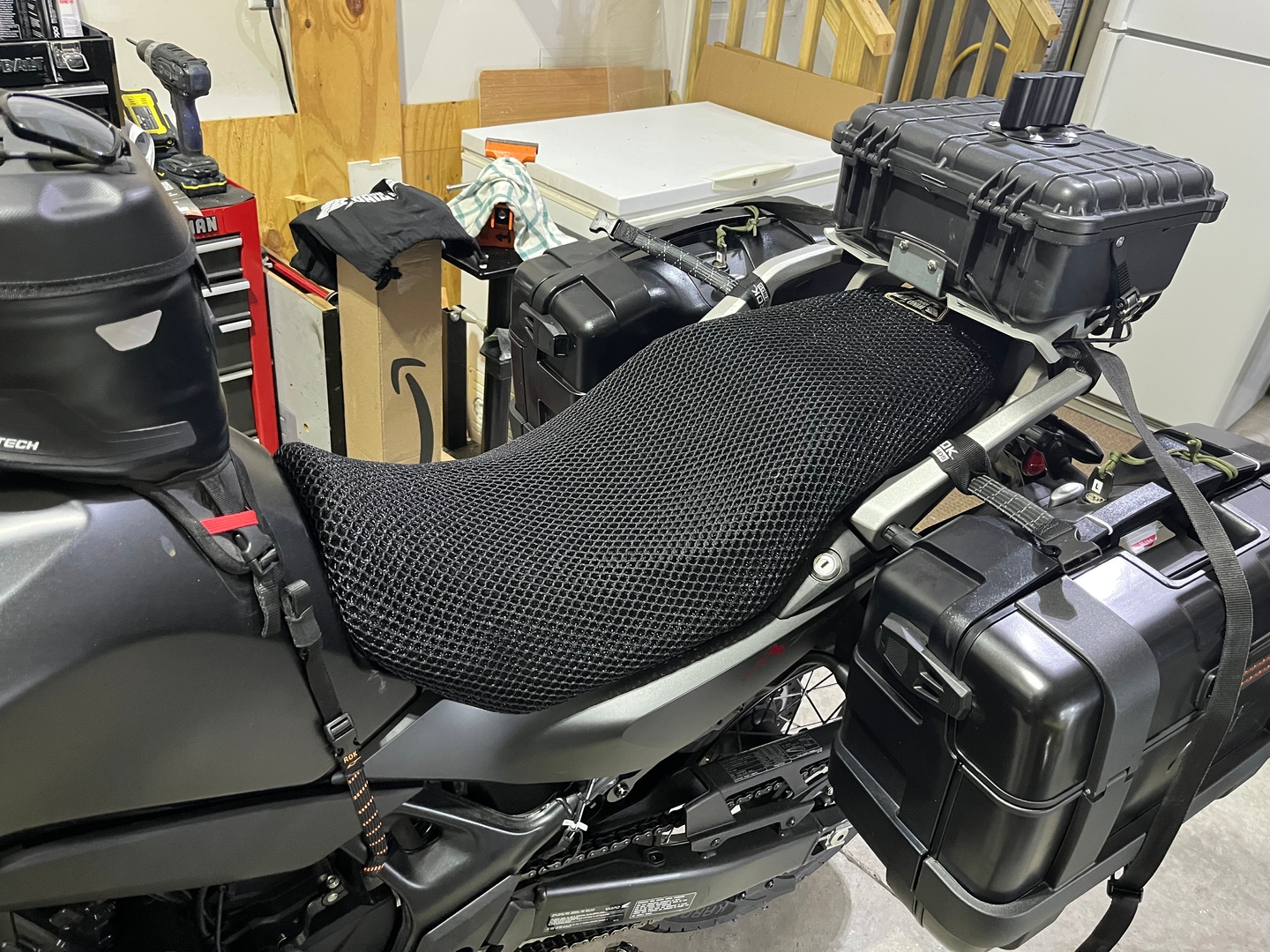 Wind Rider mesh seat cover on a Honda Transalp XL 750