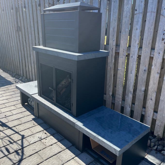 Customer photo review of SUNJOY 58 Inch Modern Wood Burning Fireplace with Chimney & Log Holders - Dark Gray