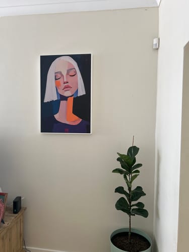 Customer photo review of The News Is In - Contemporary Orange, White Bold Woman Portrait