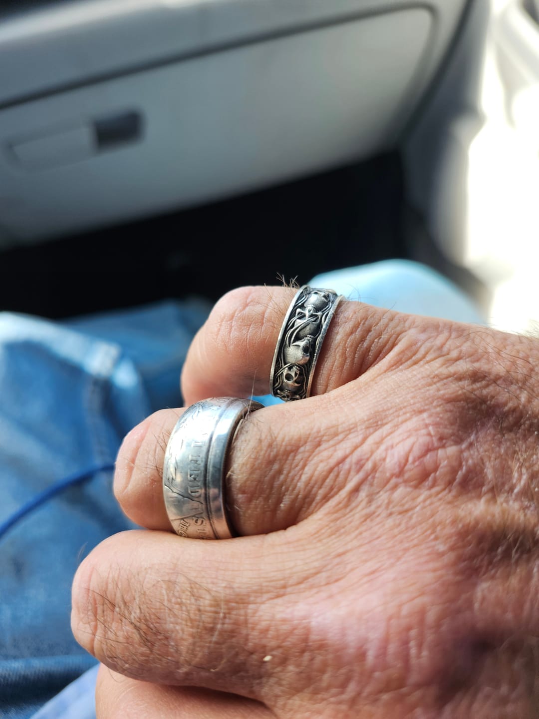 Customer photo review of Skull and Smoke Band Ring
