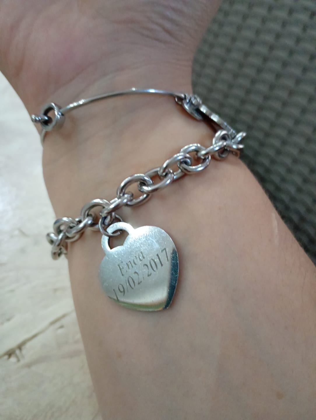 Customer photo review of My Love Tag ✦ Bracciale Catena con Tag Cuore Personalizzabile