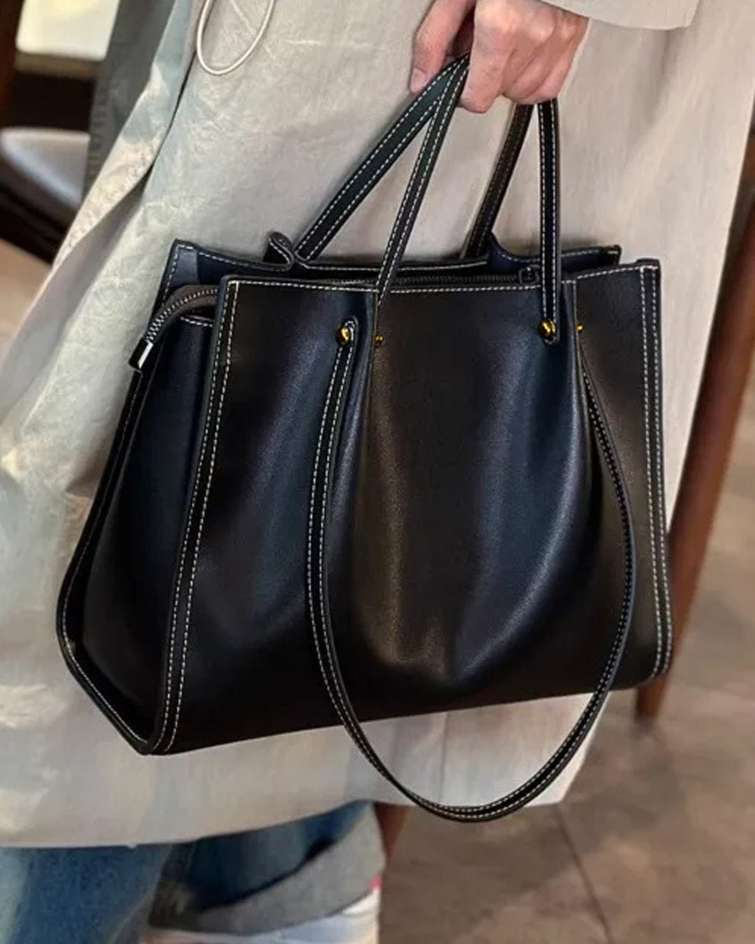 Customer photo review of Nadine Vegan Leather Tote Bag