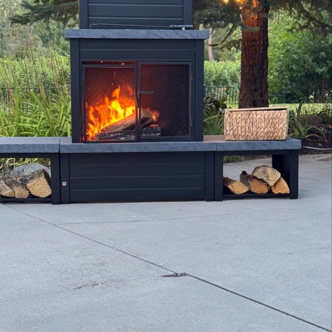 Customer photo review of SUNJOY 58 Inch Modern Wood Burning Fireplace with Chimney & Log Holders