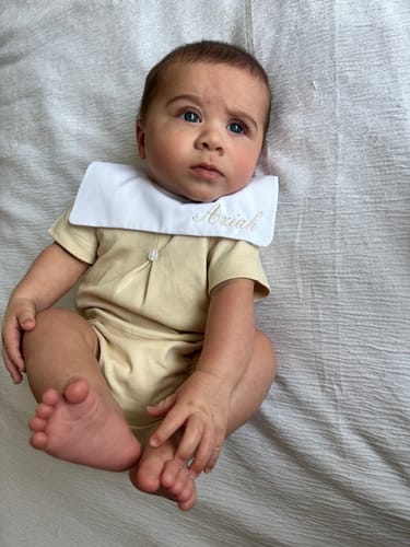 Lauren S. review of Boys Beige Collar Bib Summer Set image 1 out of 1