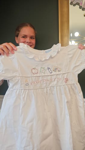 Customer photo review of Solid White Ruffle Collared Dress
