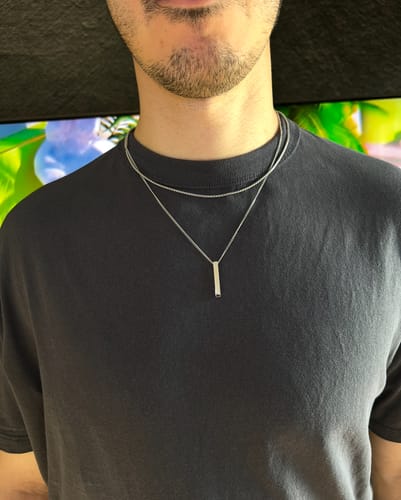 Customer photo review of Bar Necklace Set (Silver) - 2 Pack