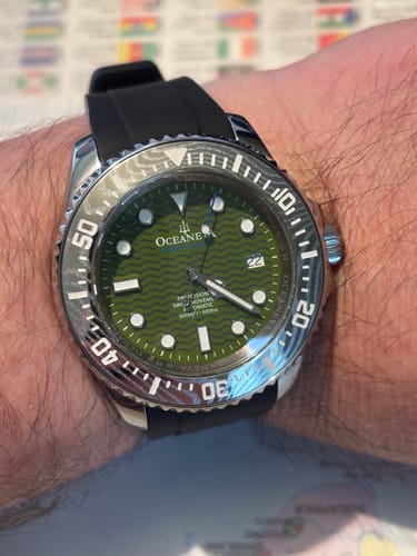 Customer photo review of Oceaneva 6000m Deep Marine Explorer VI Grade 5 Titanium Automatic Watch Green Dial