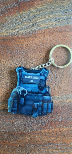 Customer photo review of Police Bulletproof Vest Personalized Flat Keychain