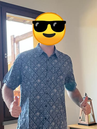 Customer photo review of Chemise d'été à manches courtes pour homme, imprimé bohème rétro, avec poche