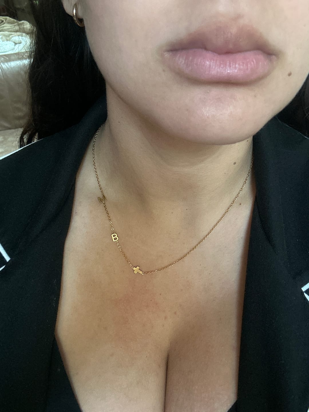 Customer photo review of Personalized Sideway Initial Necklace 18K Best Seller