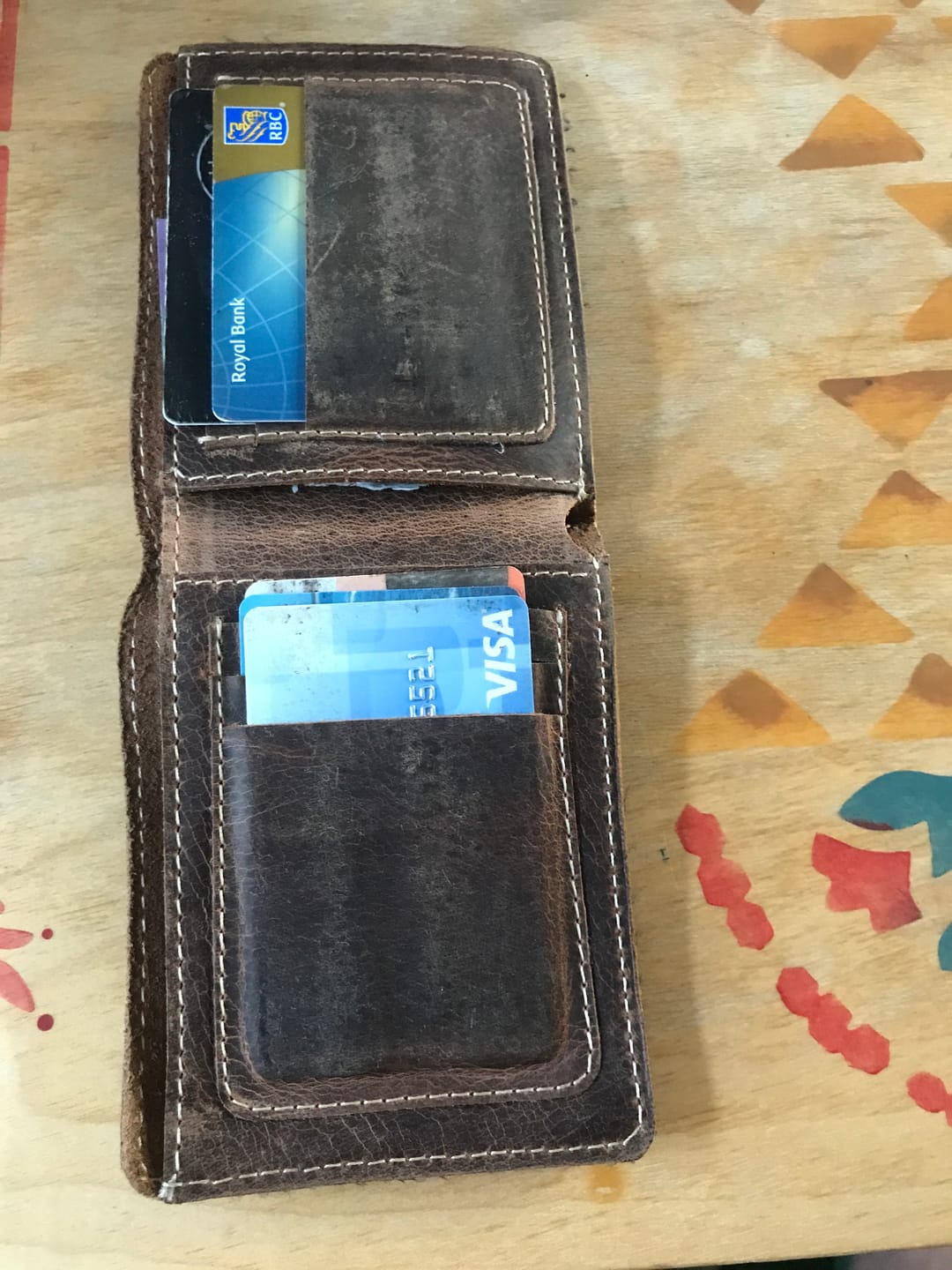 Customer photo review of Brown Full Grain Leather Minimalist Wallet