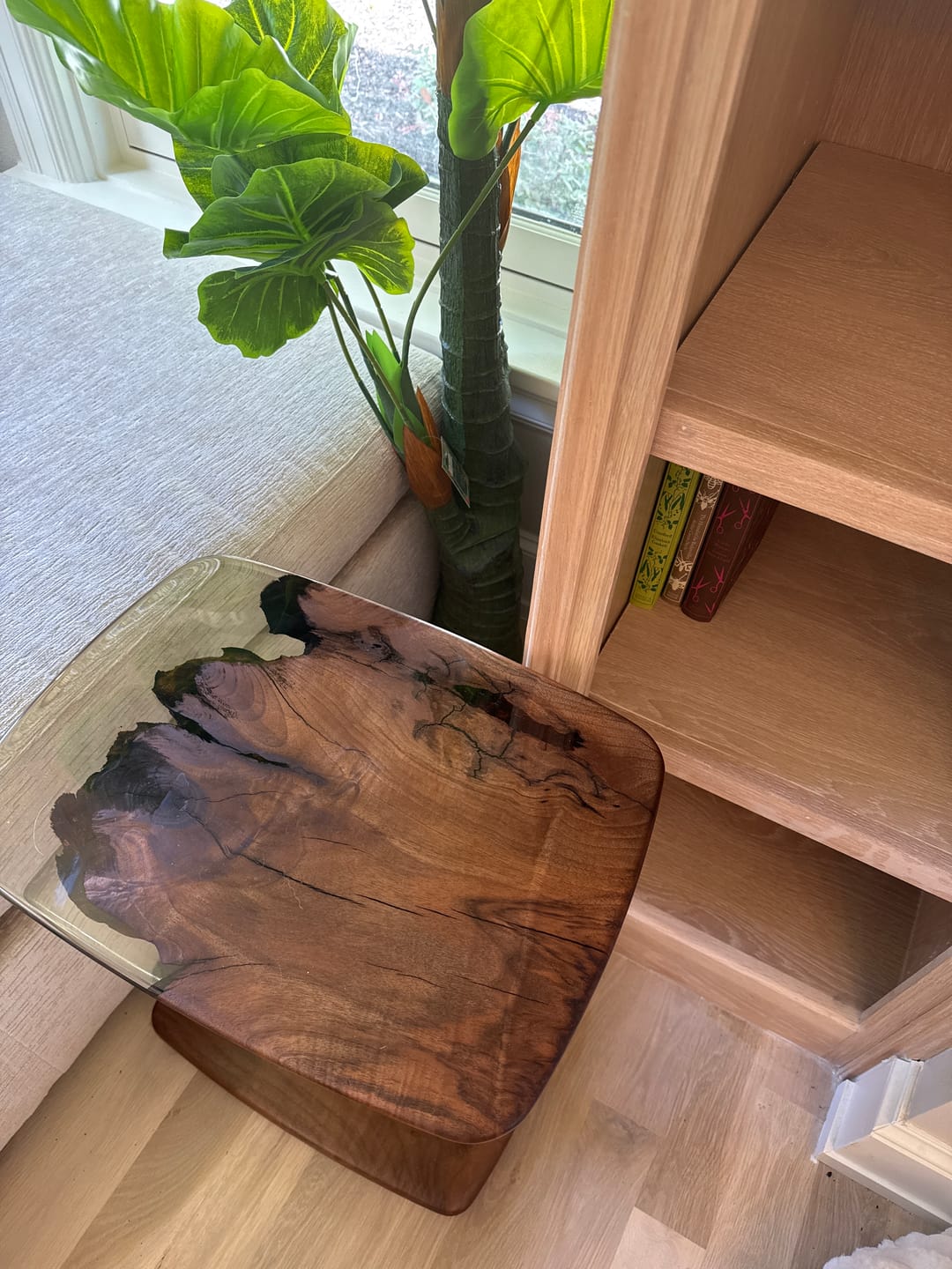 Customer photo review of C-Shaped Luxury Resin End / Side Table - Unique Gift Idea