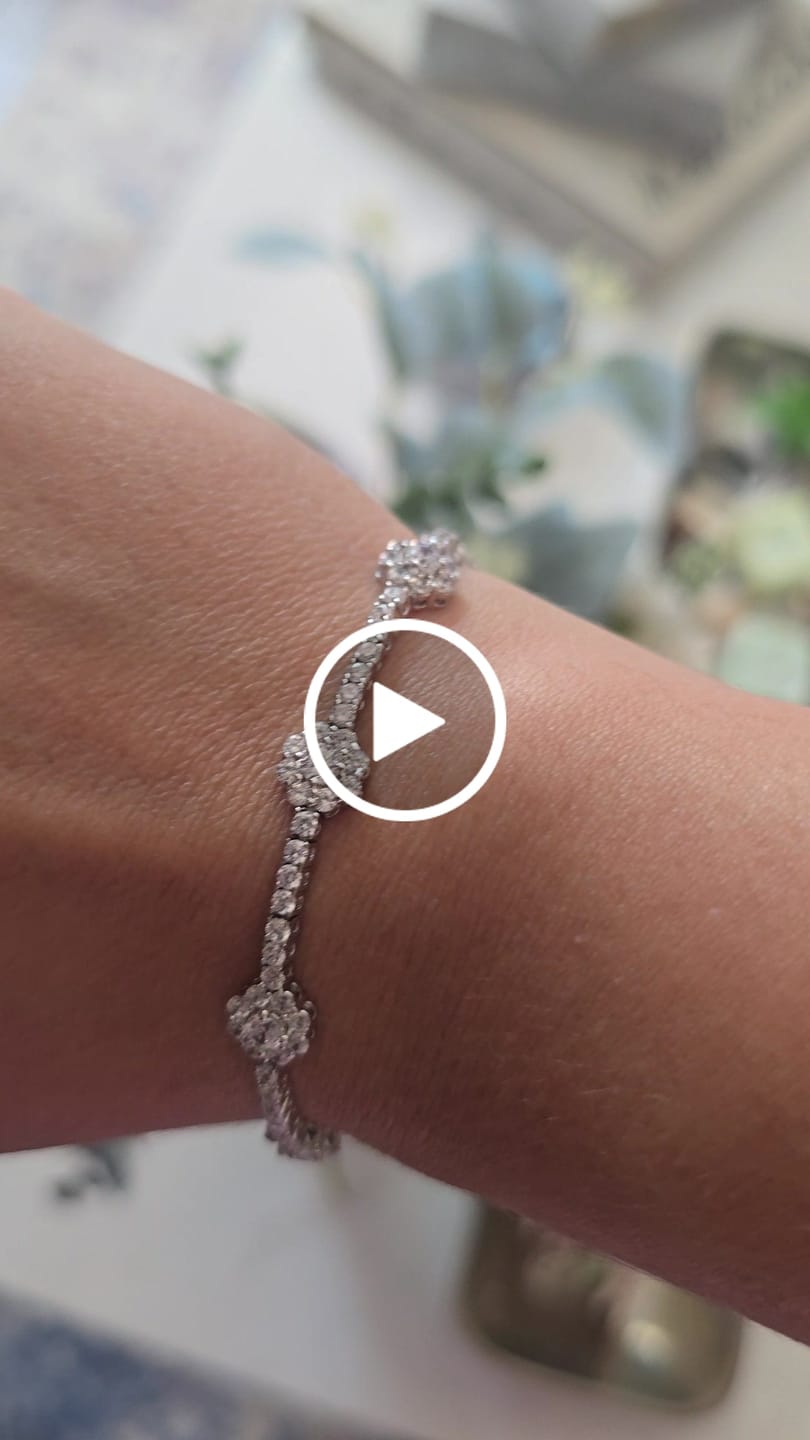 Customer video review of Leah 18k White Gold Plated Tennis Bracelet with Simulated Diamond Crystals