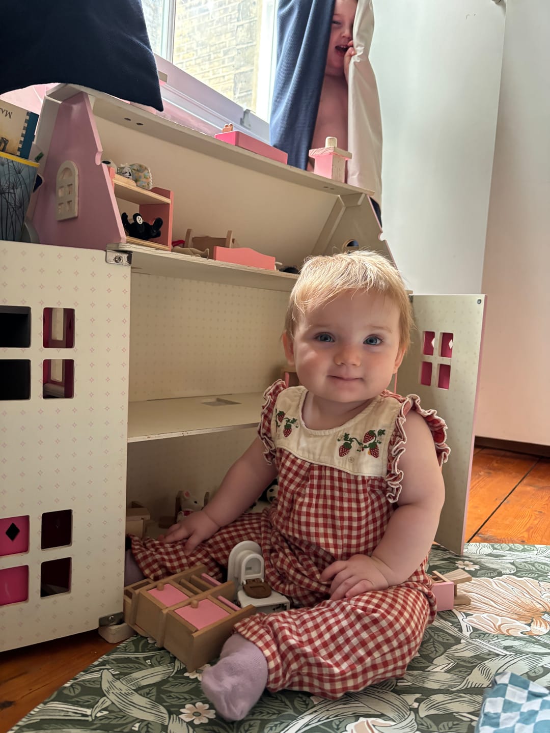 Customer photo review of Little Red Checked Frill Summer Romper
