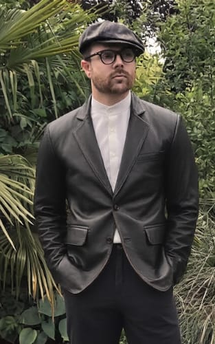 Customer photo review of Mens Dark Brown Rub Off Leather Blazer