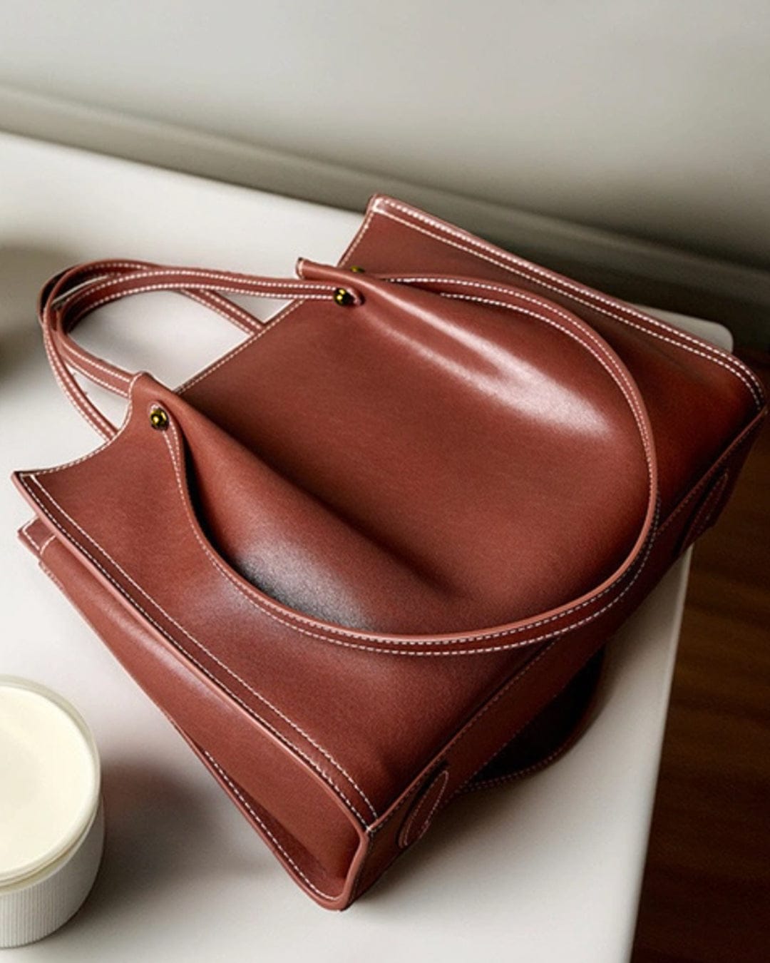 Customer photo review of Nadine Vegan Leather Tote Bag