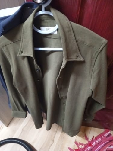 Customer photo review of Long Sleeve Polo Shirt - Olive Green Button Down