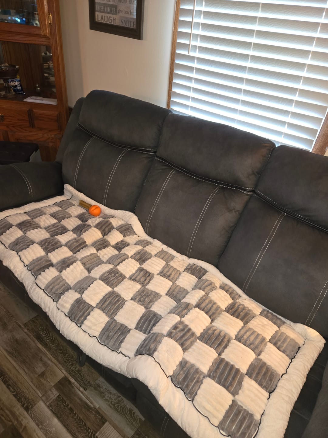 Customer photo review of NEW 2-in-1 Furniture Protector & Dog Bed Couch Cover with Thick Orthopedic Padding, Non-Slip Grip, Scratch-Resistant Surface & Machine-Washable Fabric