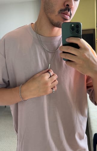 Customer photo review of Bar Necklace Set (Silver) - 2 Pack