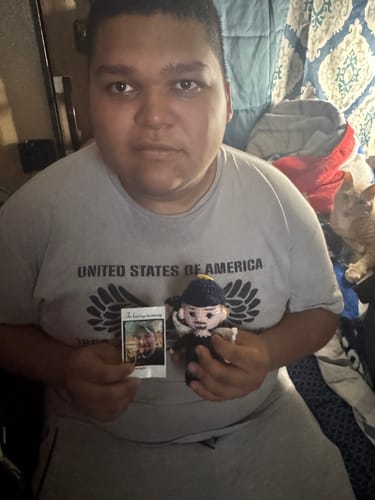 Customer photo review of Dolly® Personalized Crochet Doll with Photo Card