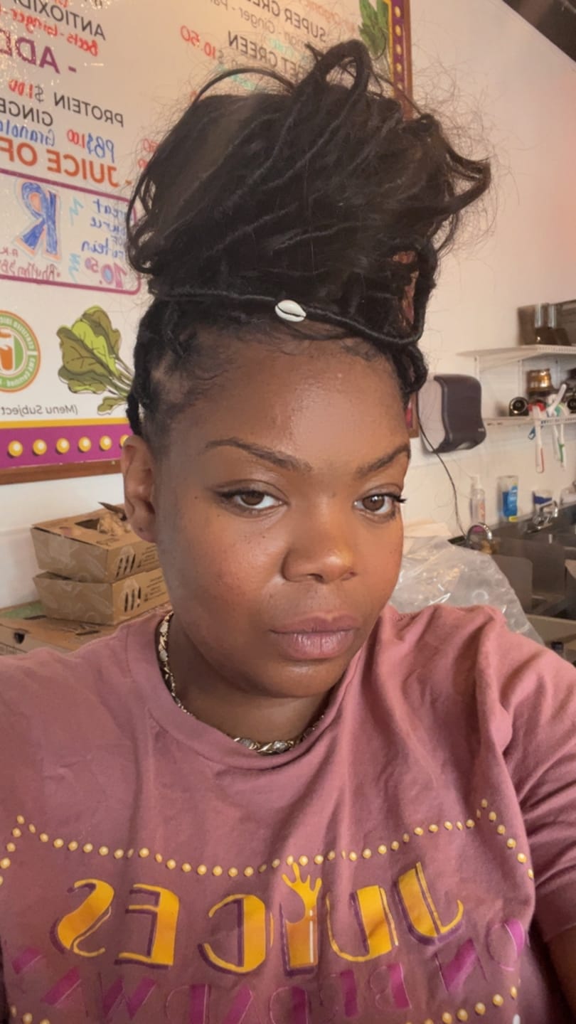 Customer photo review of Pre-looped Crochet Boho Locs with Human Hair Curls