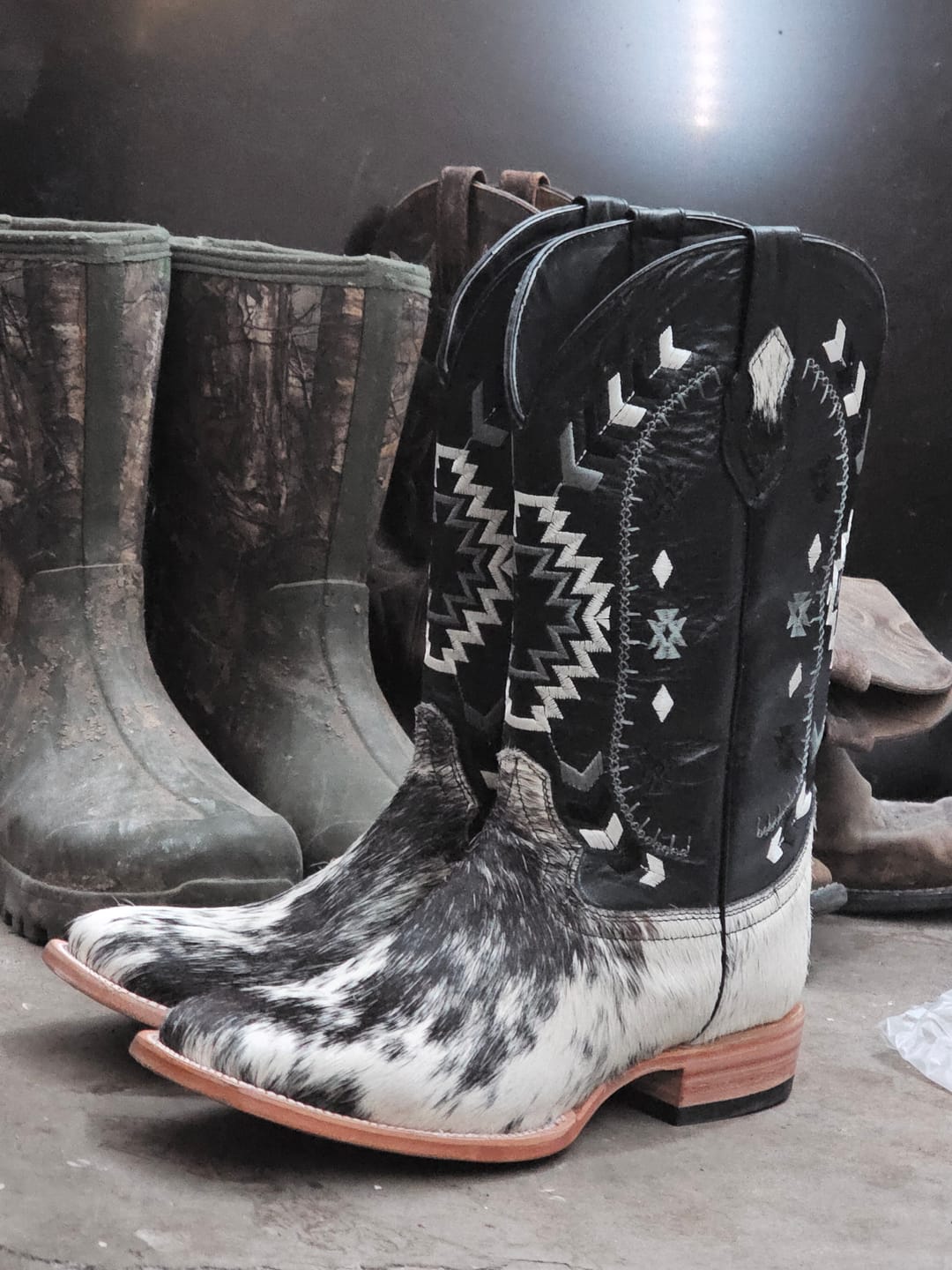 Customer photo review of Genuine Cowhide Boots - Square Toe